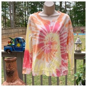 #6 Jane and Delancey Anthropologie Colorful Tie Dye Retro Vintage Sweatshirt Top